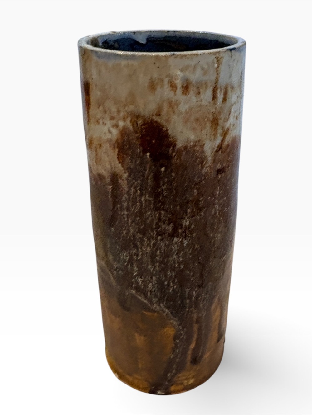 Vintage 1971 Signed Studio Pottery Vase | Handmade Stoneware Drip Glaze Vessel - Picture 9 of 17
